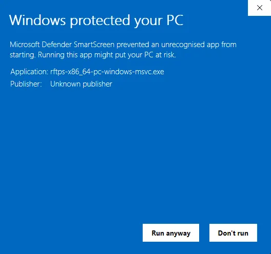 Windows Smartdefender run anyway prompt